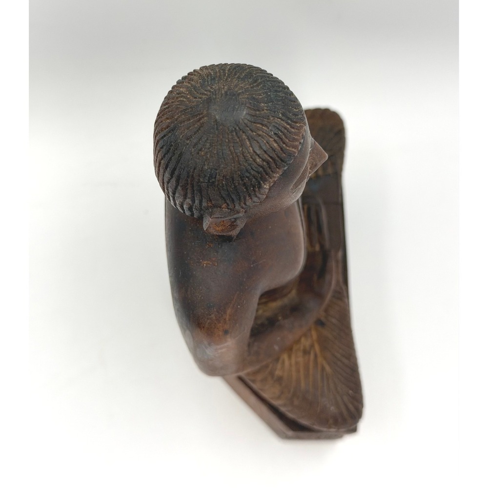 Vintage Carved Wood Buddha Statue & Embossed Metal Wall Plaque Buddhist Decor - Picture 13 of 15